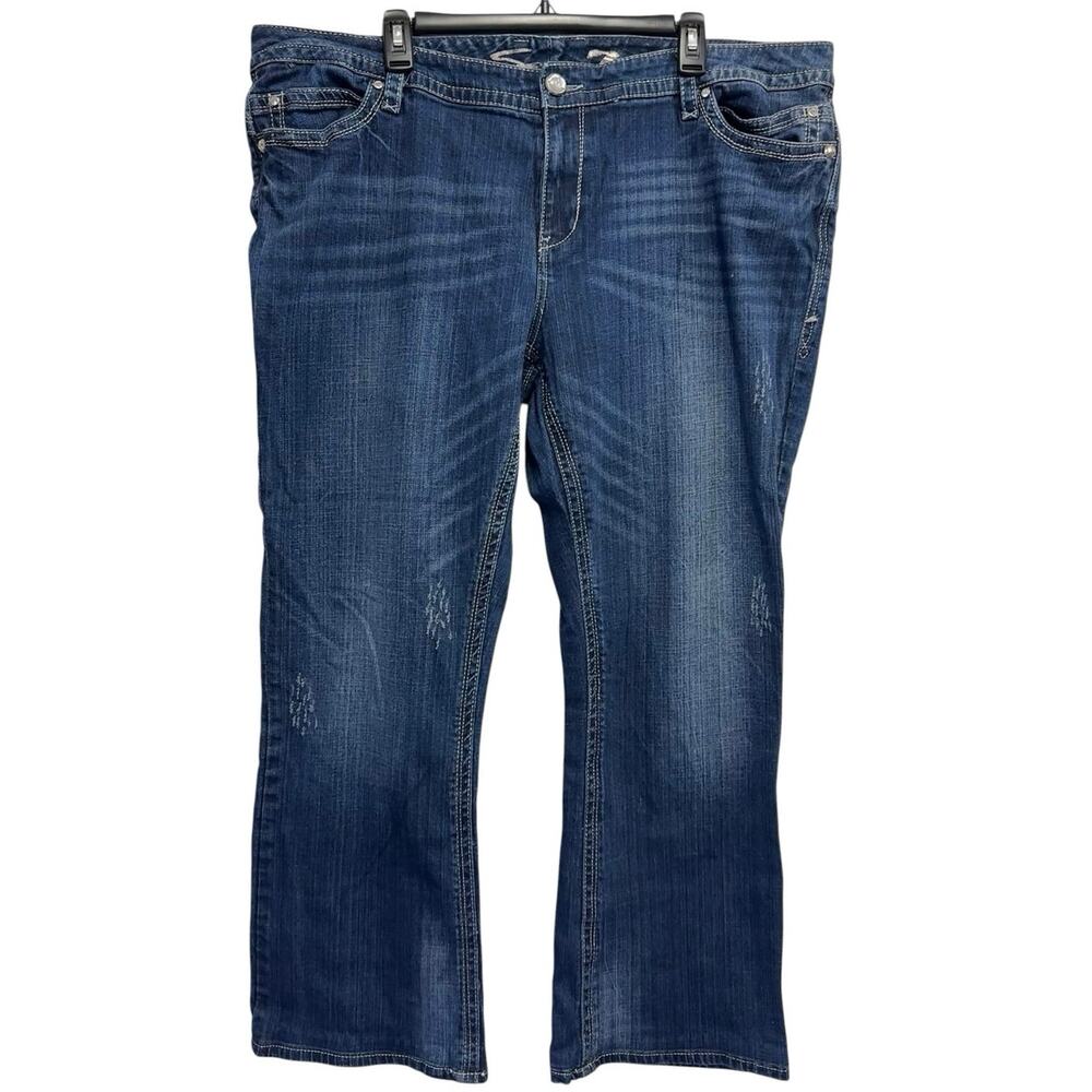 Seven7 Jeans Women 24 Bootcut Mid‎ Rise Stretch Embellished Pocket Y2K Western